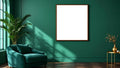Art Deco Frame Display Mockup — Walnut Frame Portrait 4:5 — Perspective View — #04451 | MockupBulk