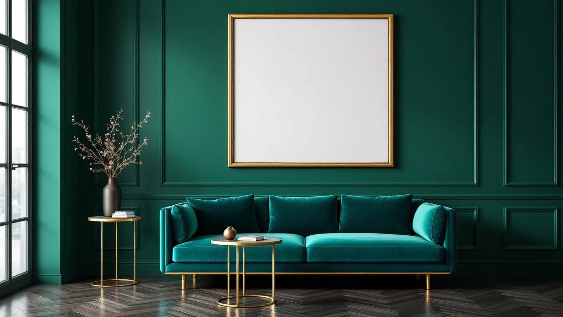 Art Deco Lifestyle Frame Mockup — Gold Frame Portrait 4:5 — Perspective View — #04454 | MockupBulk