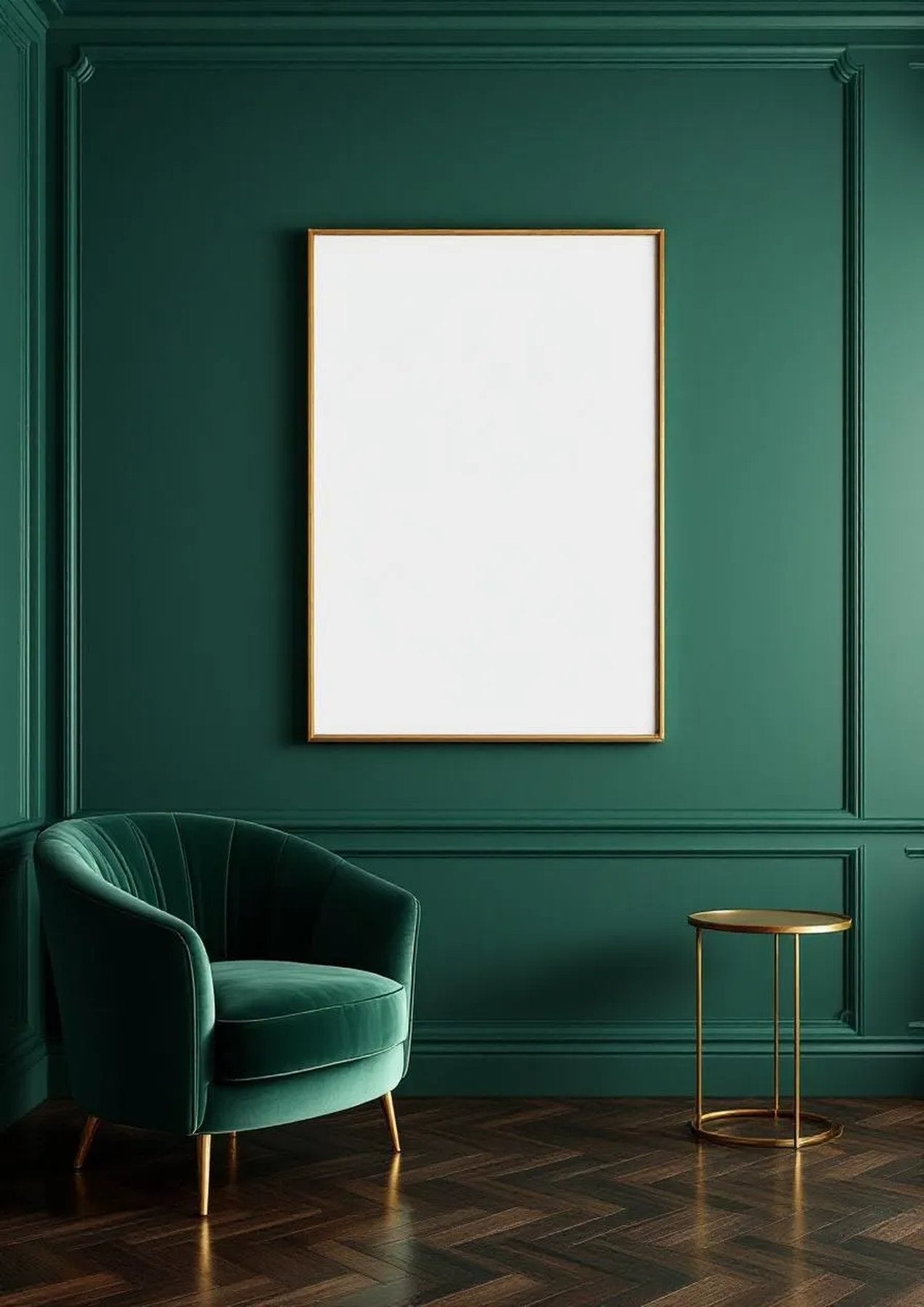 Art Deco Frame Display Mockup — Gold Frame Portrait 2:3 — Perspective View — #04455 | MockupBulk