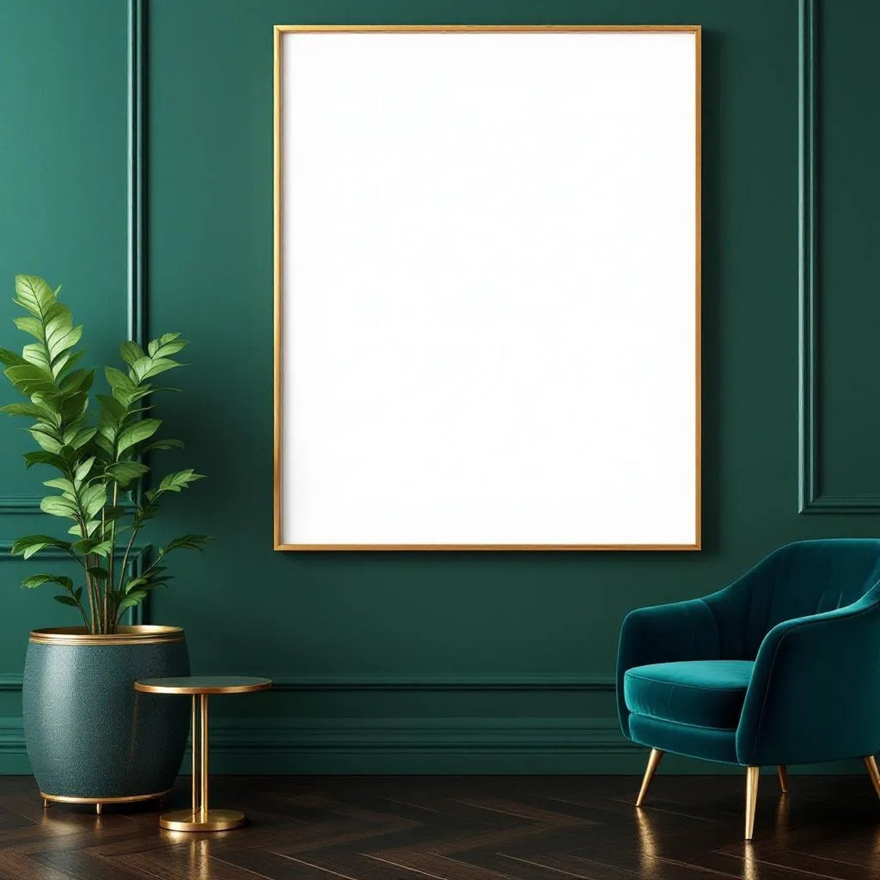 Art Deco Lifestyle Frame Mockup — Plain Square Frame Portrait 4:5 — Perspective View — #04456 | MockupBulk