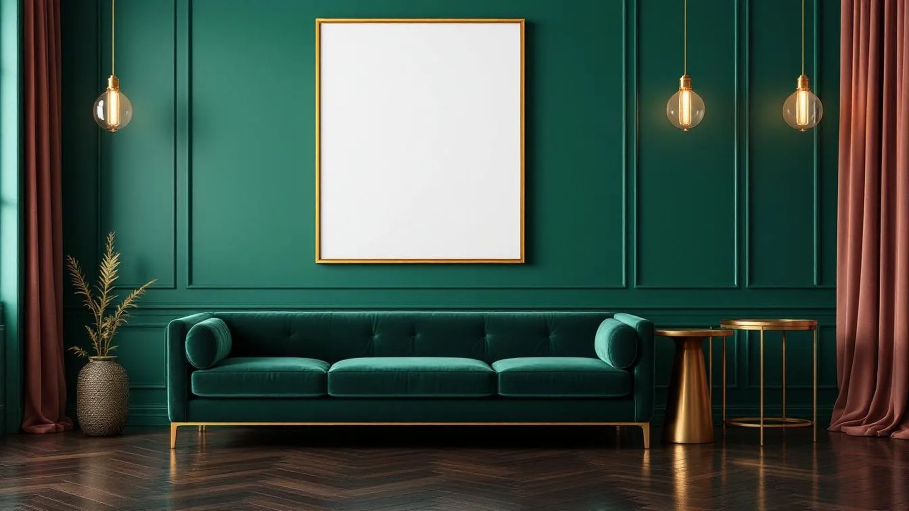 Art Deco Professional Frame Mockup — Gold Frame Portrait 4:5 — Perspective View — #04457 | MockupBulk