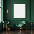 Art Deco Editorial Room Mockup — Plain Square Frame Portrait 4:5 — Perspective View — #04459 | MockupBulk