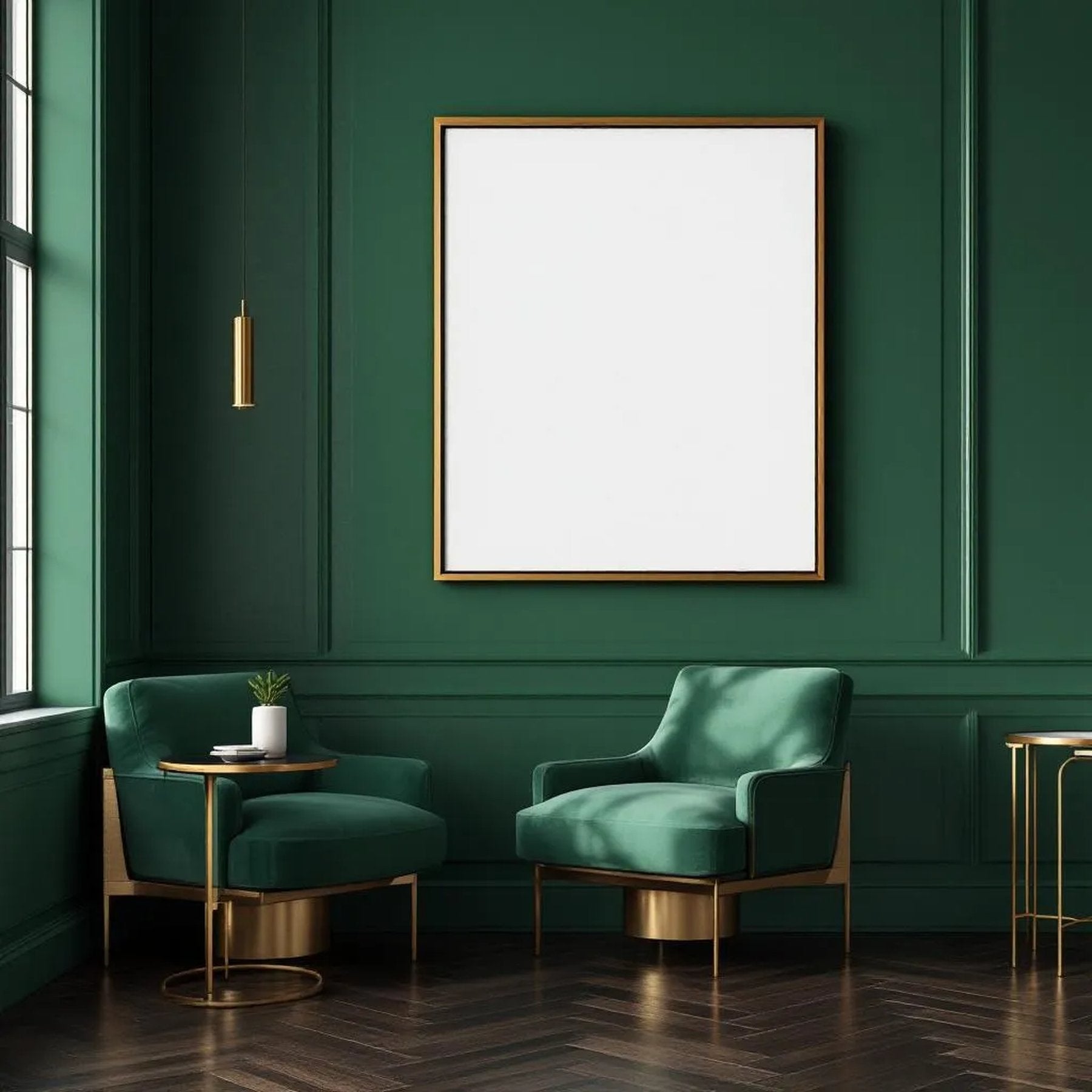 Art Deco Editorial Room Mockup — Plain Square Frame Portrait 4:5 — Perspective View — #04459 | MockupBulk