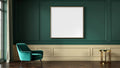 Art Deco Premium Interior Mockup — Gold Frame Portrait 2:3 — Perspective View — #04460 | MockupBulk