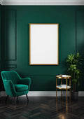 Art Deco Wall Art Mockup — Gold Frame Portrait 2:3 — Perspective View — #04461 | MockupBulk