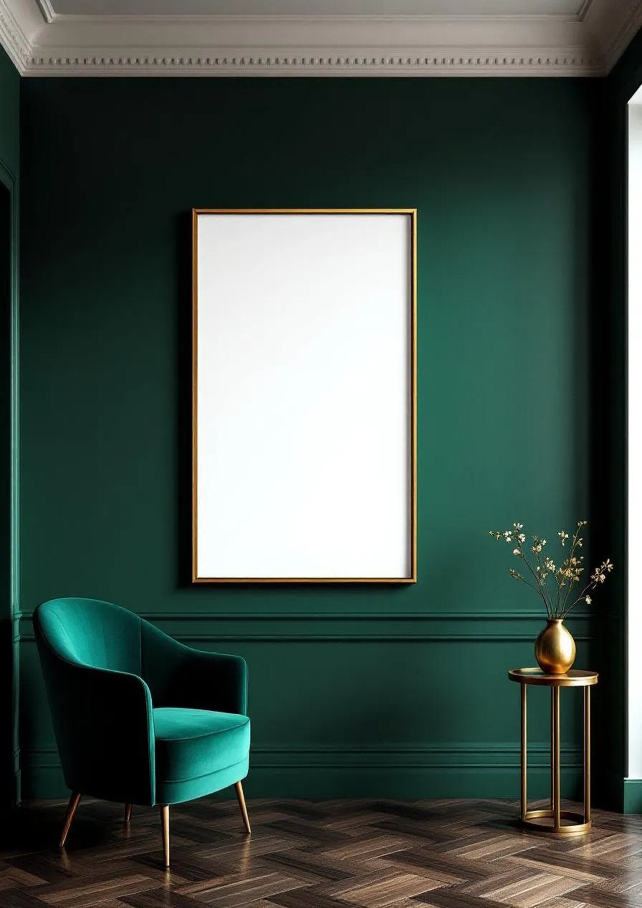 Art Deco Room Scene Mockup — Gold Frame Portrait 2:3 — Perspective View — #04464 | MockupBulk