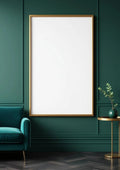 Art Deco Editorial Room Mockup — Gold Frame Portrait 2:3 — Perspective View — #04467 | MockupBulk