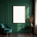 Art Deco Premium Interior Mockup — Plain Square Frame A-Series (A4 / A3) — Perspective View — #04468 | MockupBulk