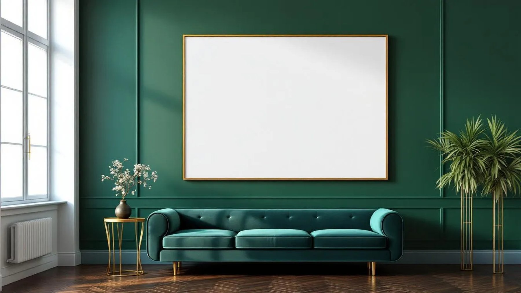 Art Deco Room Scene Mockup — Gold Frame Square 1:1 — Perspective View — #04469 | MockupBulk