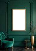 Art Deco Wall Art Mockup — Gold Frame Portrait 2:3 — Perspective View — #04470 | MockupBulk