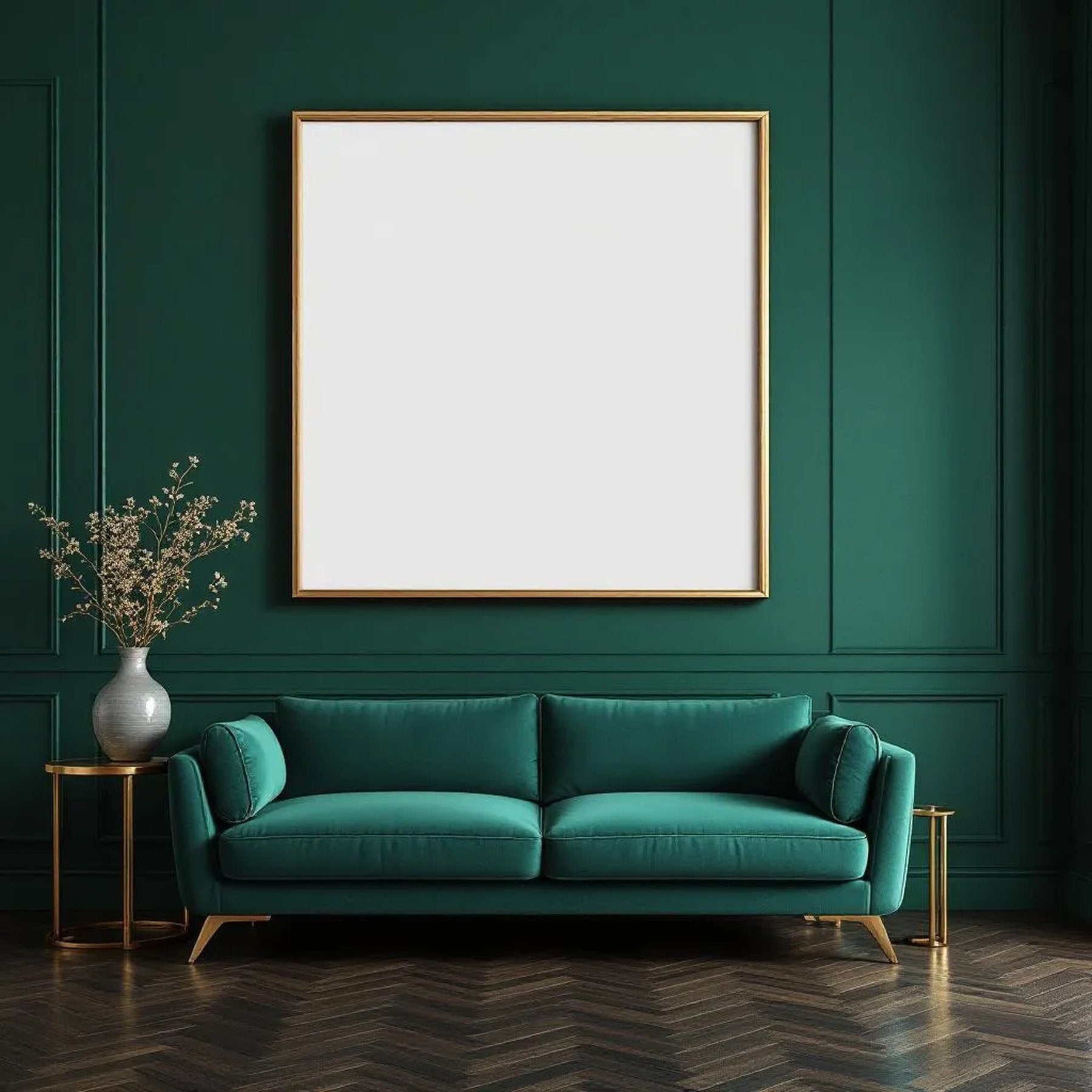 Art Deco Styled Room Mockup — Plain Square Frame Square 1:1 — Perspective View — #04471 | MockupBulk