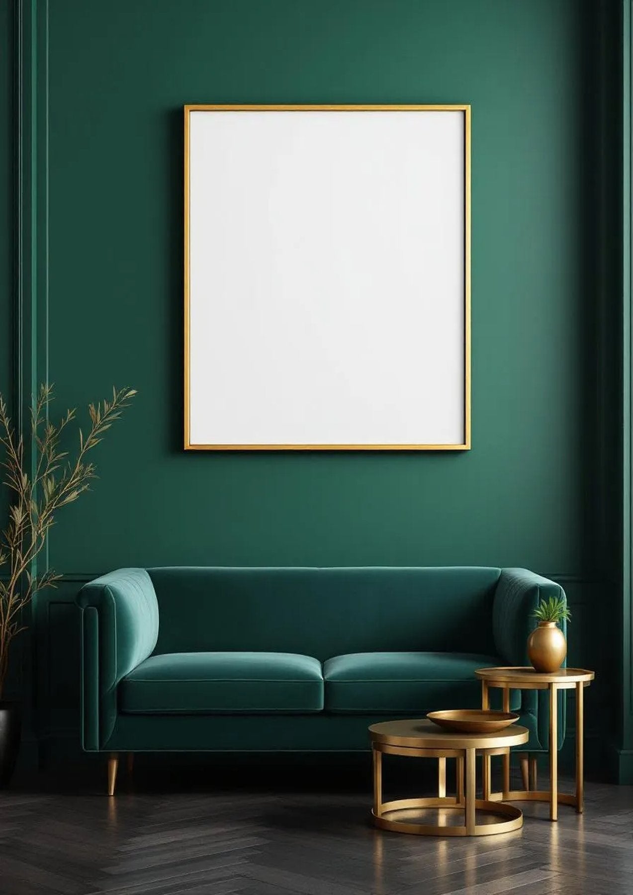 Art Deco Editorial Room Mockup — Gold Frame Portrait 4:5 — Perspective View — #04473 | MockupBulk