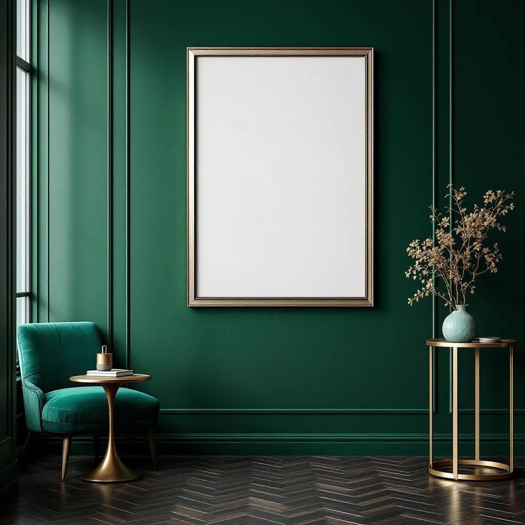 Art Deco Room Scene Mockup — Plain Square Frame A-Series (A4 / A3) — Perspective View — #04474 | MockupBulk