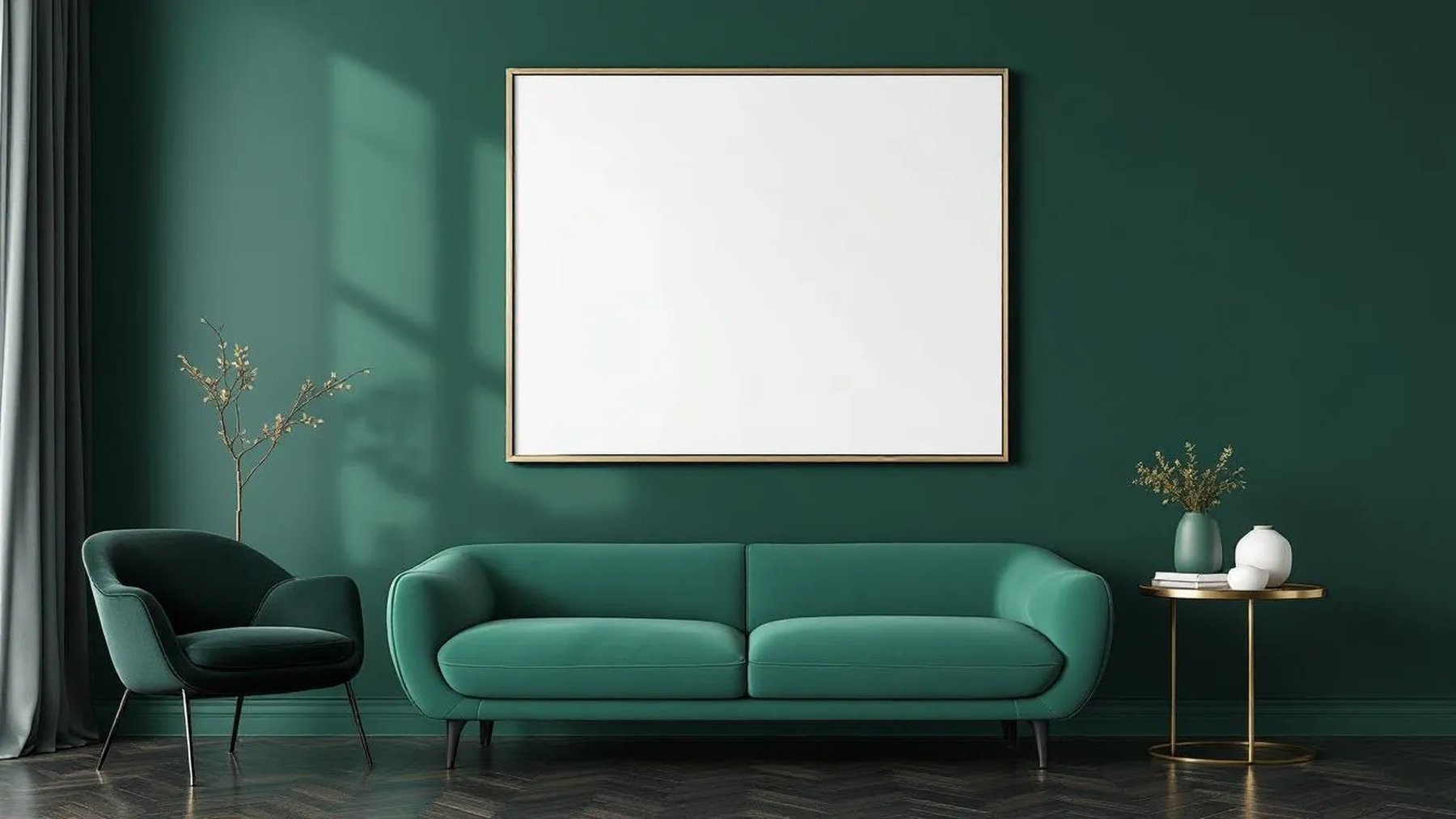 Art Deco Premium Interior Mockup — Silver Frame Square 1:1 — Perspective View — #04475 | MockupBulk