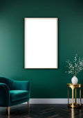 Art Deco Premium Interior Mockup — Silver Frame Portrait 2:3 — Perspective View — #04476 | MockupBulk