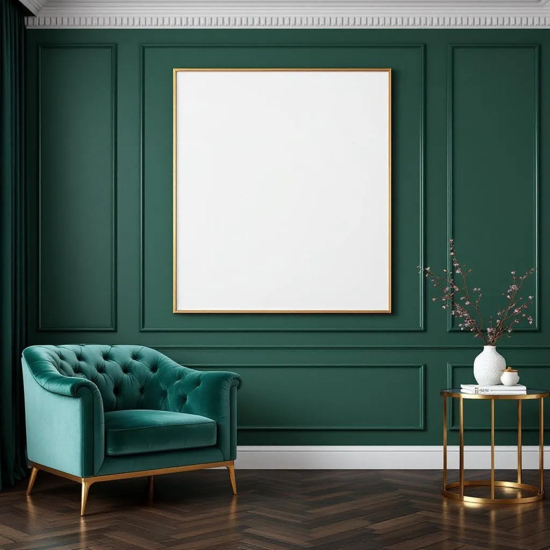 Art Deco Editorial Room Mockup — Plain Square Frame Landscape 3:4 — Perspective View — #04477 | MockupBulk