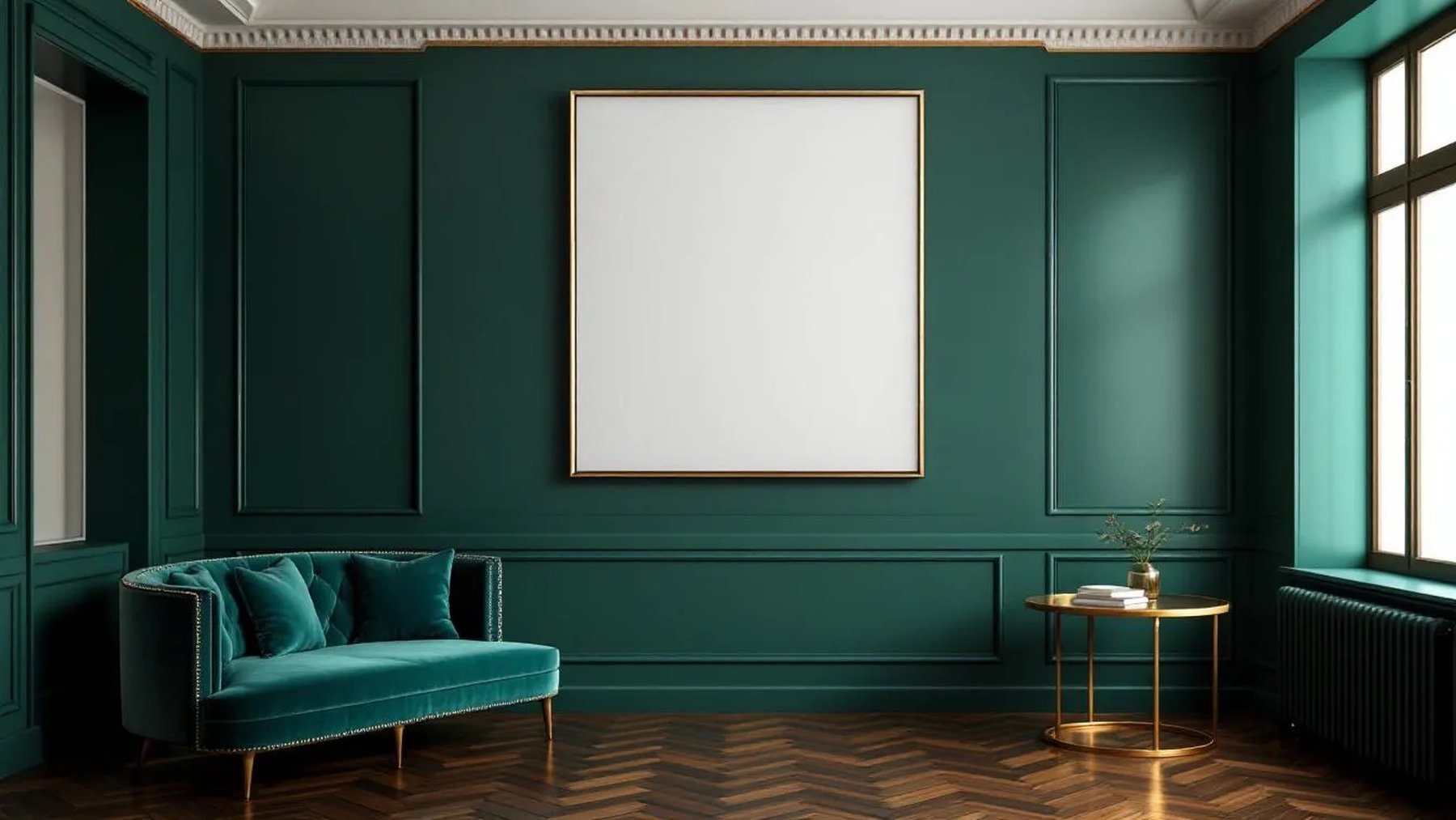 Art Deco Lifestyle Frame Mockup — Silver Frame Portrait 2:3 — Perspective View — #04481 | MockupBulk