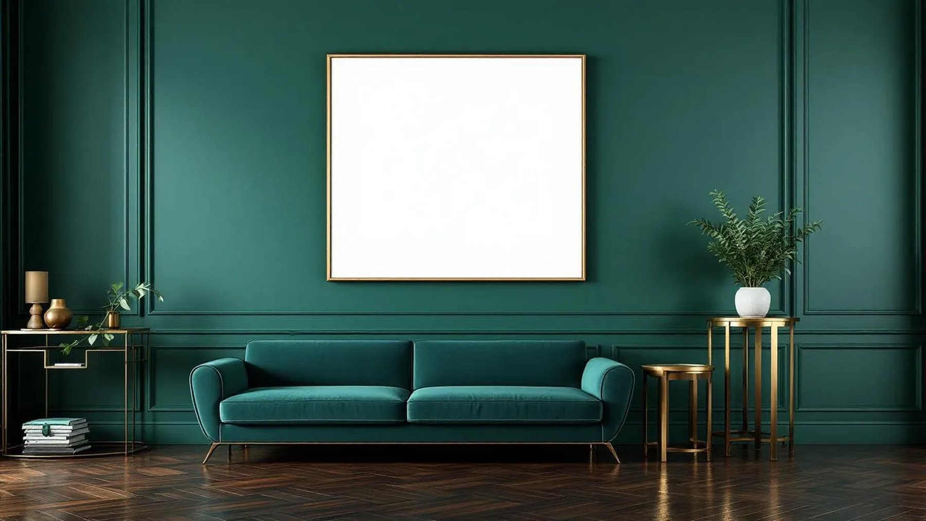 Art Deco Professional Frame Mockup — Silver Frame Square 1:1 — Perspective View — #04484 | MockupBulk