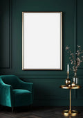 Art Deco Frame Display Mockup — Silver Frame Portrait 2:3 — Perspective View — #04485 | MockupBulk