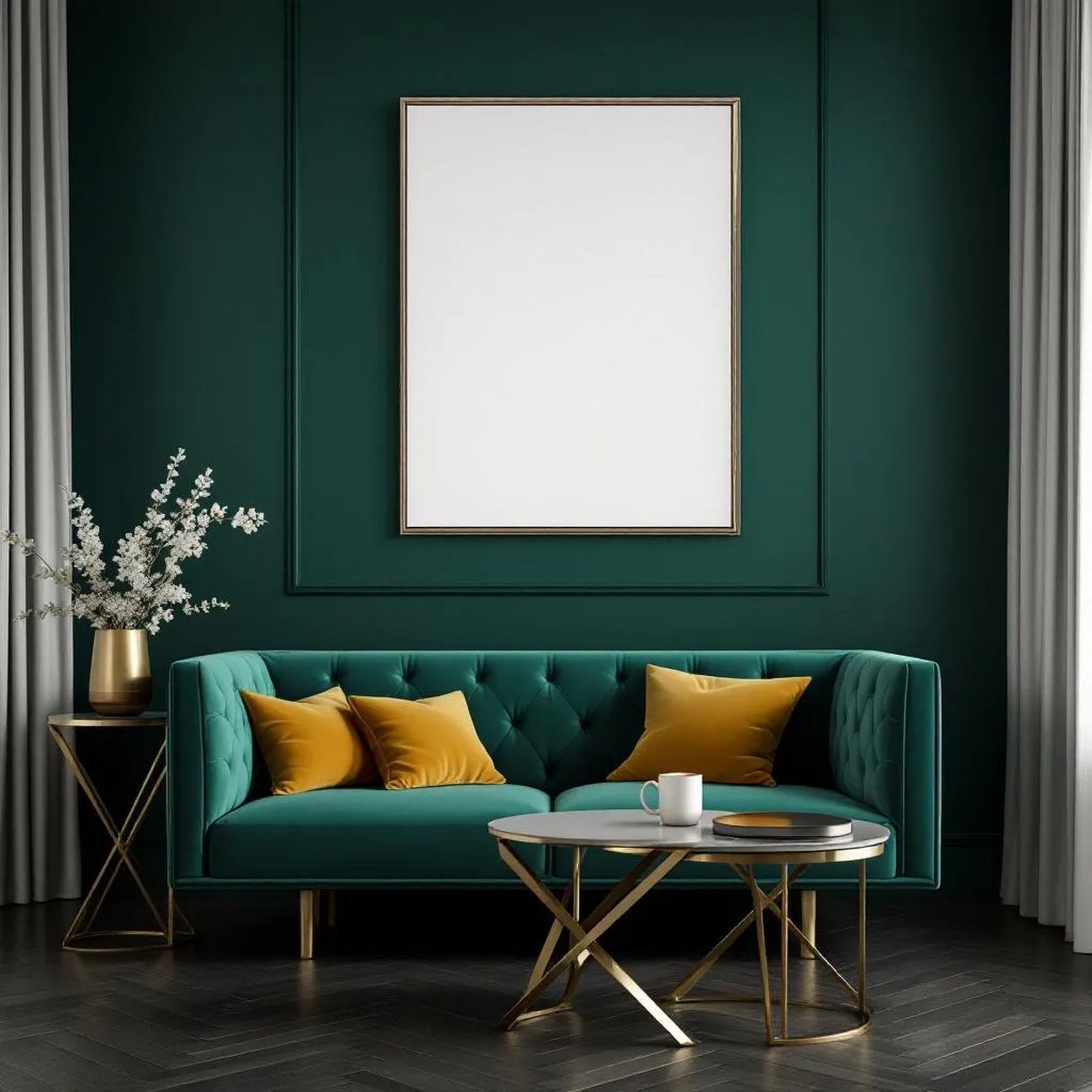 Art Deco Lifestyle Frame Mockup — Plain Square Frame Landscape 3:4 — Perspective View — #04489 | MockupBulk
