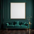 Art Deco Premium Interior Mockup — Plain Square Frame Portrait 4:5 — Perspective View — #04495 | MockupBulk