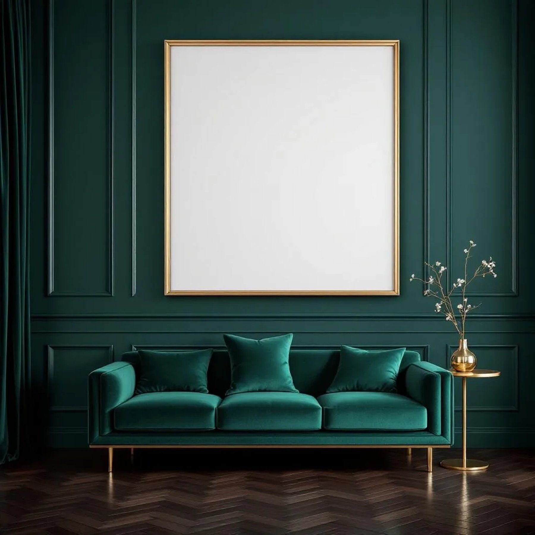 Art Deco Premium Interior Mockup — Plain Square Frame Portrait 4:5 — Perspective View — #04495 | MockupBulk