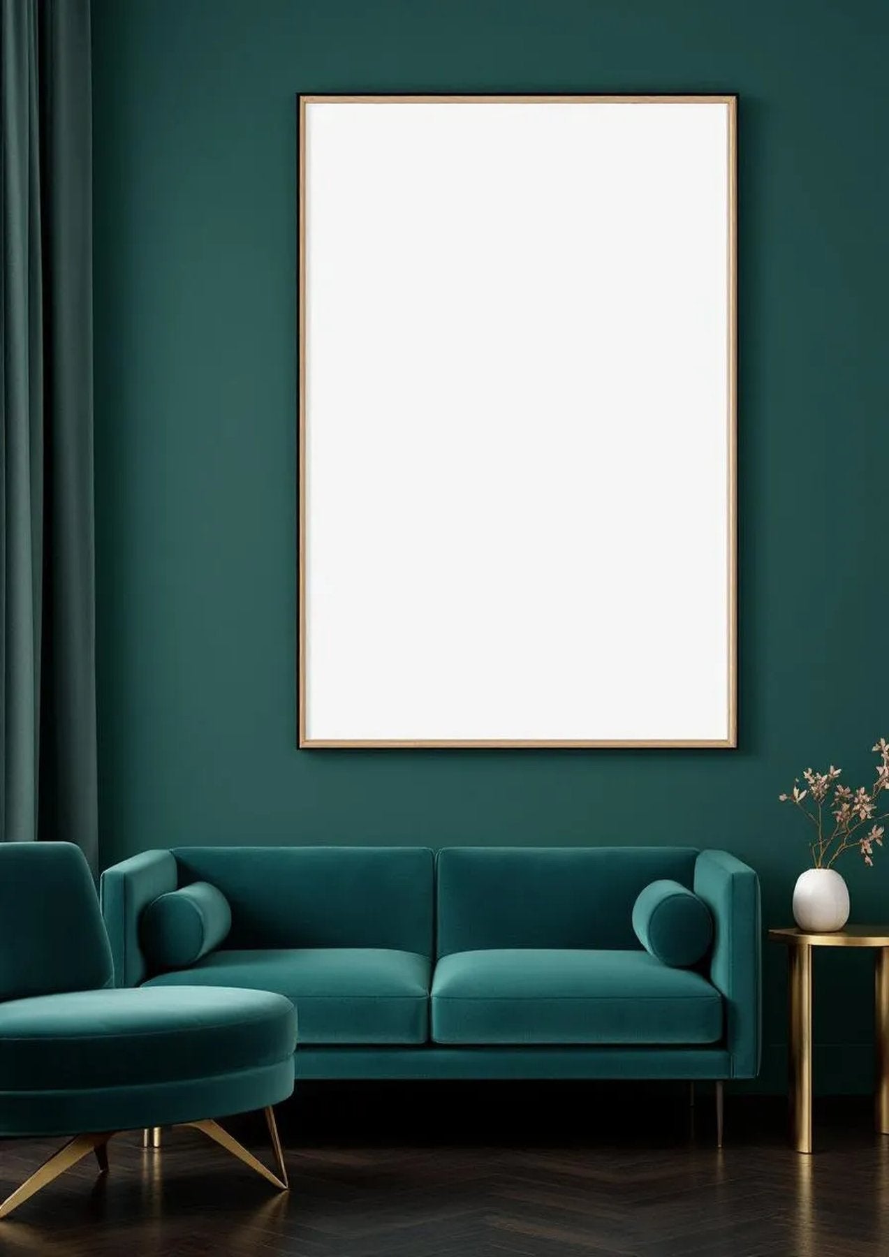 Art Deco Professional Frame Mockup — Raw Pine Frame Portrait 2:3 — Perspective View — #04497 | MockupBulk