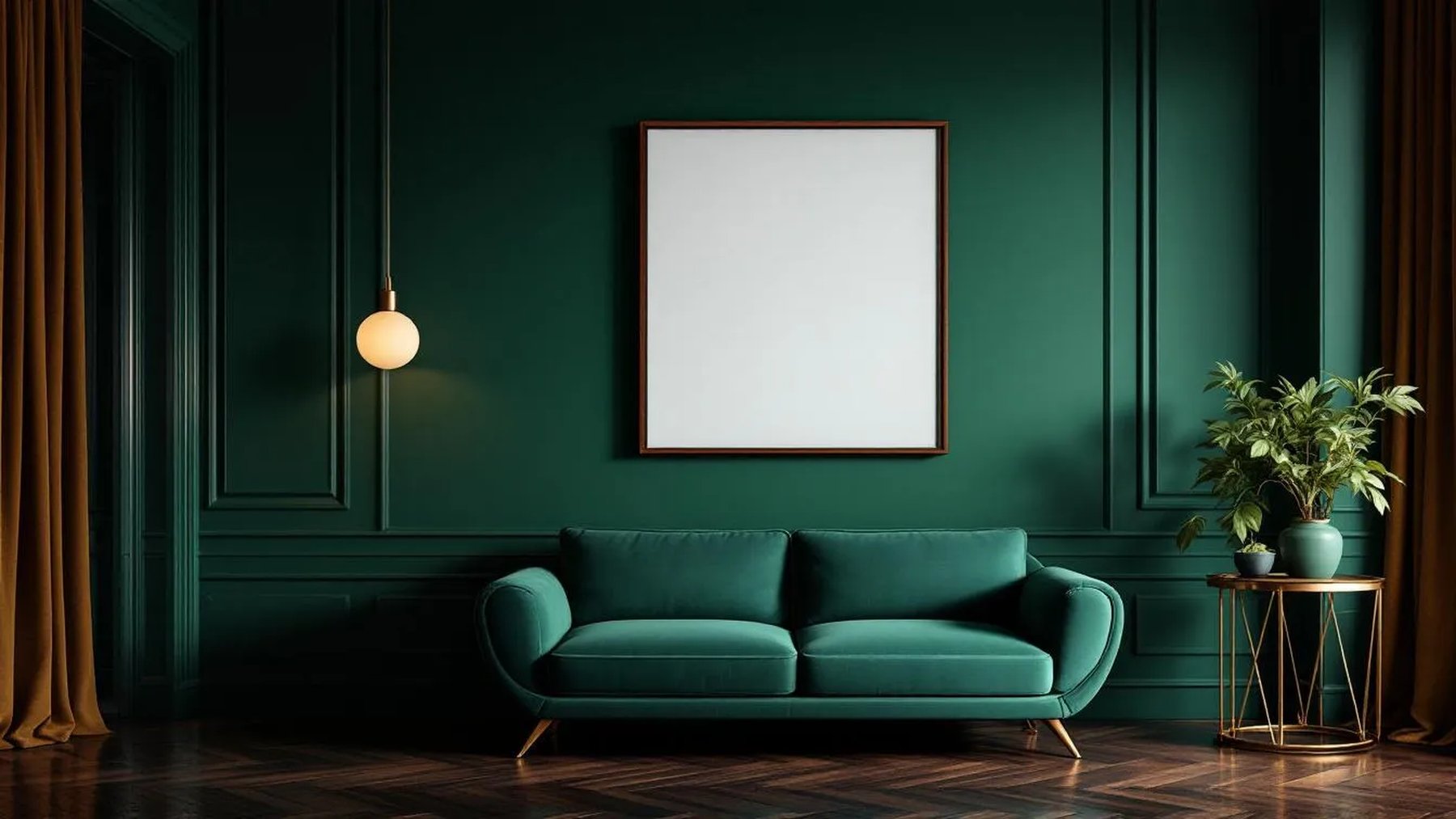 Art Deco Lifestyle Frame Mockup — Raw Pine Frame Portrait 4:5 — Perspective View — #04499 | MockupBulk