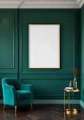 Art Deco Premium Interior Mockup — Raw Pine Frame Portrait 2:3 — Perspective View — #04500 | MockupBulk