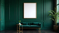 Art Deco Interior Frame Mockup — Raw Pine Frame Portrait 4:5 — Perspective View — #04502 | MockupBulk