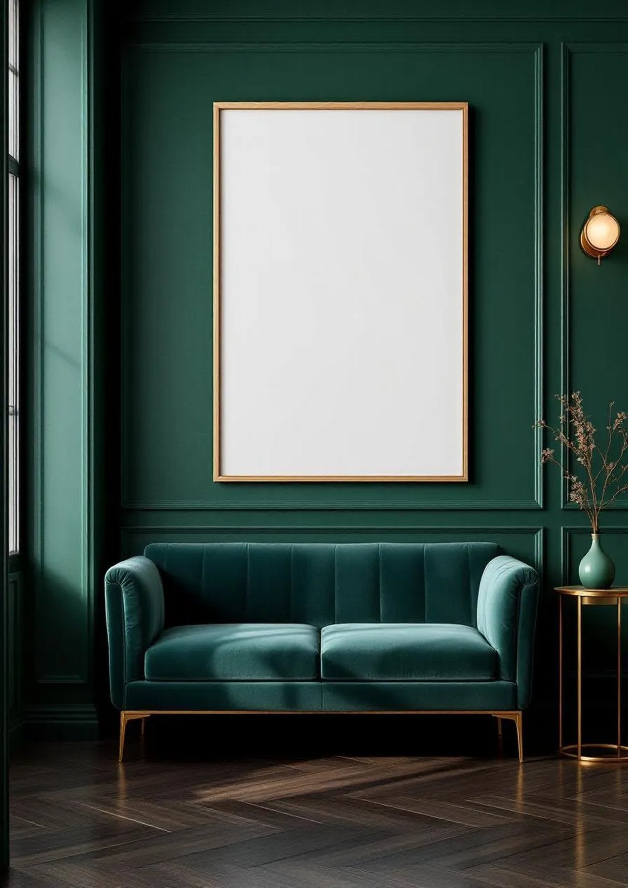 Art Deco High-Res Frame Mockup — Raw Pine Frame Portrait 2:3 — Perspective View — #04503 | MockupBulk