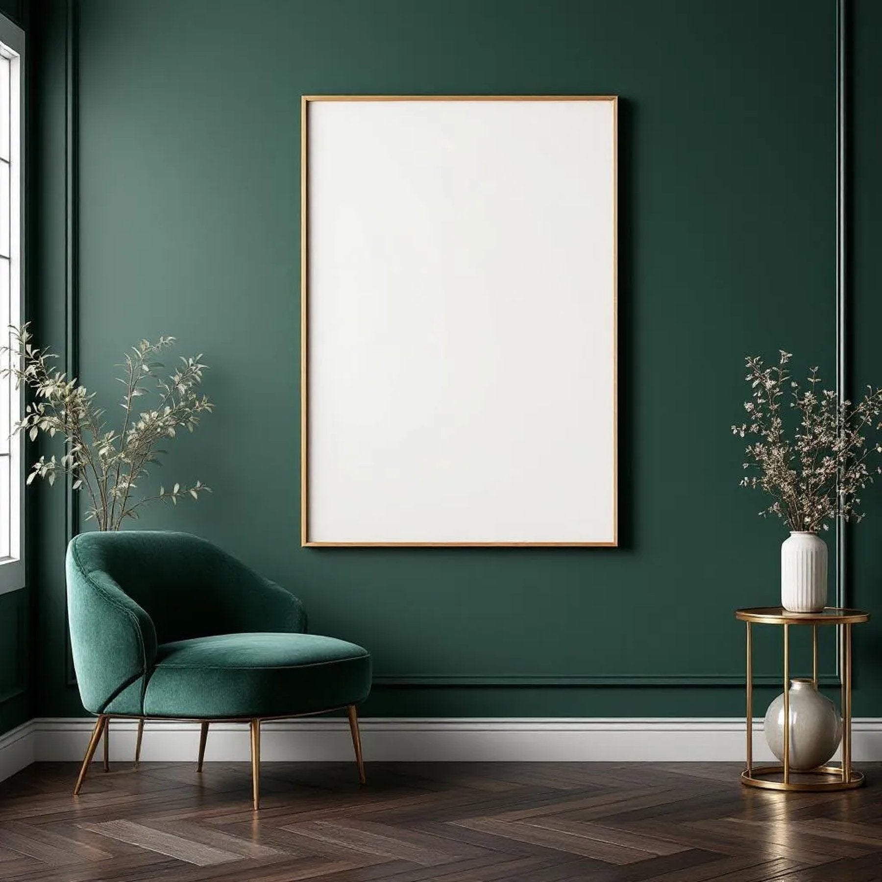 Art Deco Frame Display Mockup — Plain Square Frame Portrait 2:3 — Perspective View — #04504 | MockupBulk