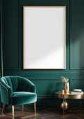 Art Deco High-Res Frame Mockup — Raw Pine Frame Portrait 2:3 — Perspective View — #04506 | MockupBulk