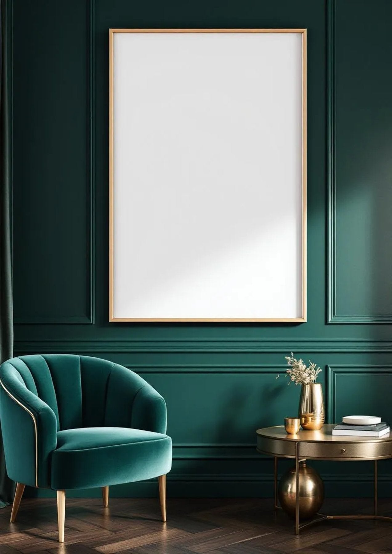 Art Deco High-Res Frame Mockup — Raw Pine Frame Portrait 2:3 — Perspective View — #04506 | MockupBulk