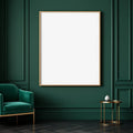 Art Deco Editorial Room Mockup — Plain Square Frame Portrait 4:5 — Perspective View — #04507 | MockupBulk