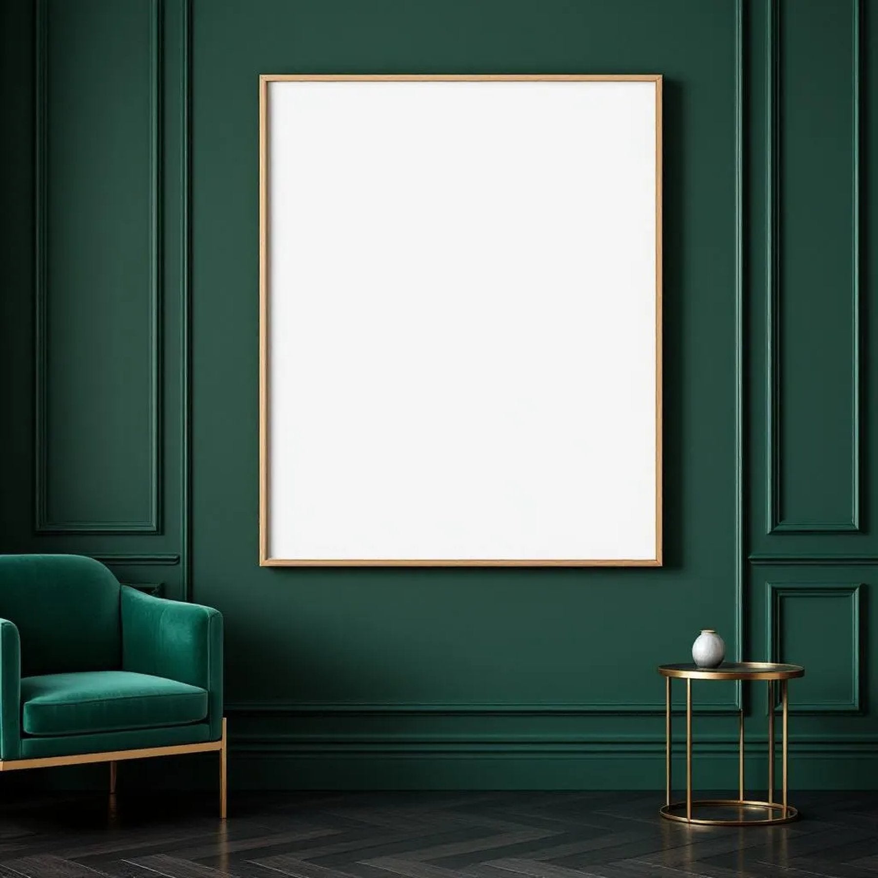Art Deco Editorial Room Mockup — Plain Square Frame Portrait 4:5 — Perspective View — #04507 | MockupBulk