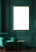 Art Deco Frame Display Mockup — Raw Pine Frame Portrait 2:3 — Perspective View — #04509 | MockupBulk