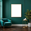 Art Deco Premium Interior Mockup — Plain Square Frame Landscape 11x14 — Perspective View — #04510 | MockupBulk