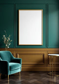Art Deco Professional Frame Mockup — Raw Pine Frame Portrait 2:3 — Perspective View — #04512 | MockupBulk