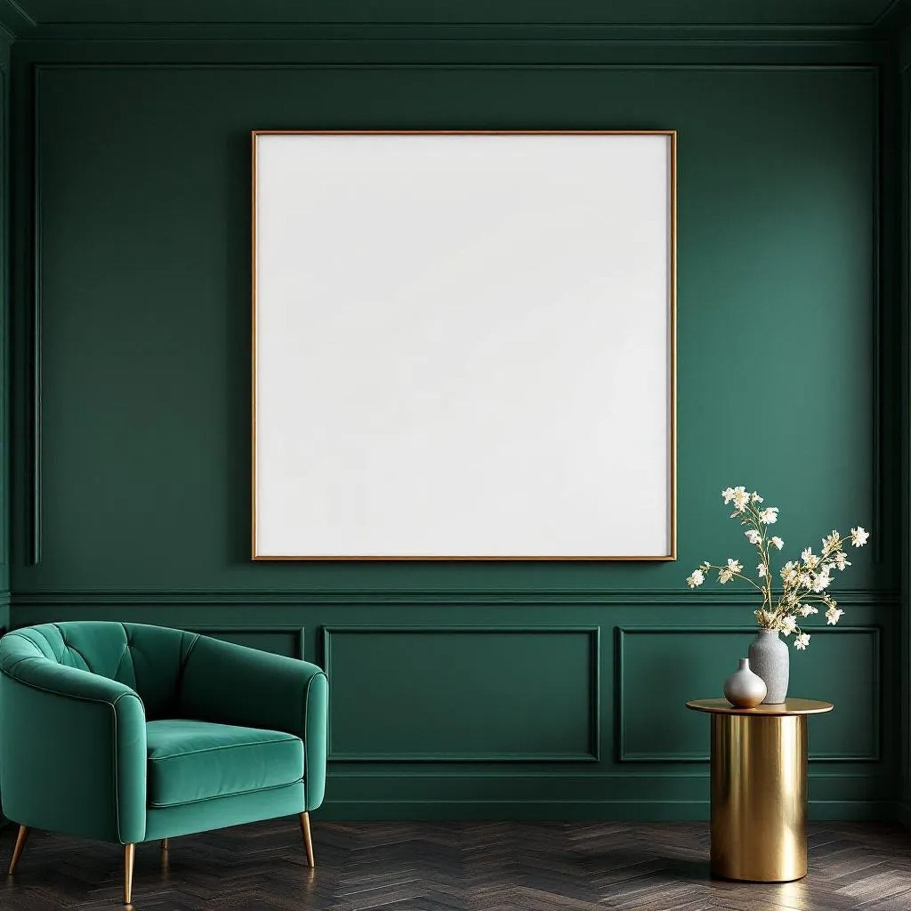 Art Deco Room Scene Mockup — Plain Square Frame Square 1:1 — Perspective View — #04513 | MockupBulk
