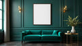 Art Deco Editorial Room Mockup — Espresso Frame Portrait 4:5 — Perspective View — #04520 | MockupBulk