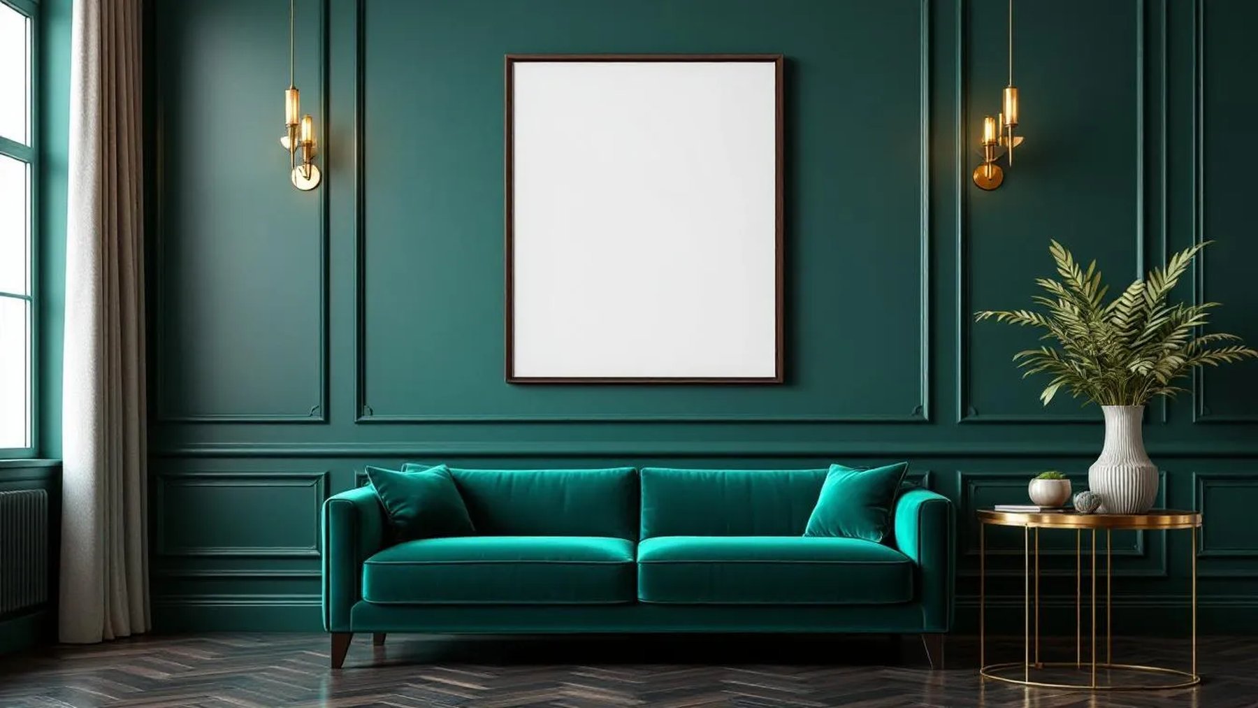 Art Deco Editorial Room Mockup — Espresso Frame Portrait 4:5 — Perspective View — #04520 | MockupBulk