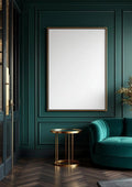Art Deco Room Scene Mockup — Espresso Frame Portrait 4:5 — Perspective View — #04521 | MockupBulk