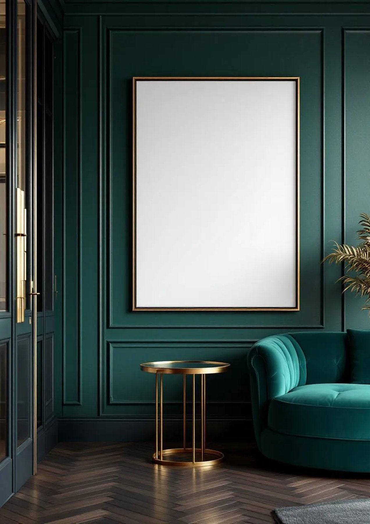 Art Deco Room Scene Mockup — Espresso Frame Portrait 4:5 — Perspective View — #04521 | MockupBulk