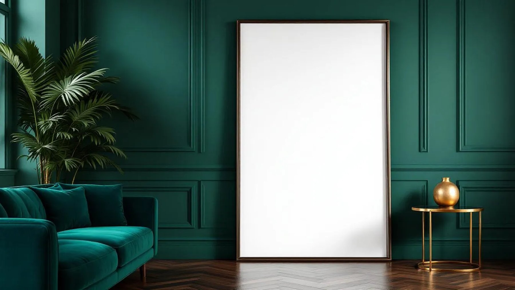 Art Deco Room Scene Mockup — Espresso Frame Portrait 2:3 — Perspective View — #04529 | MockupBulk