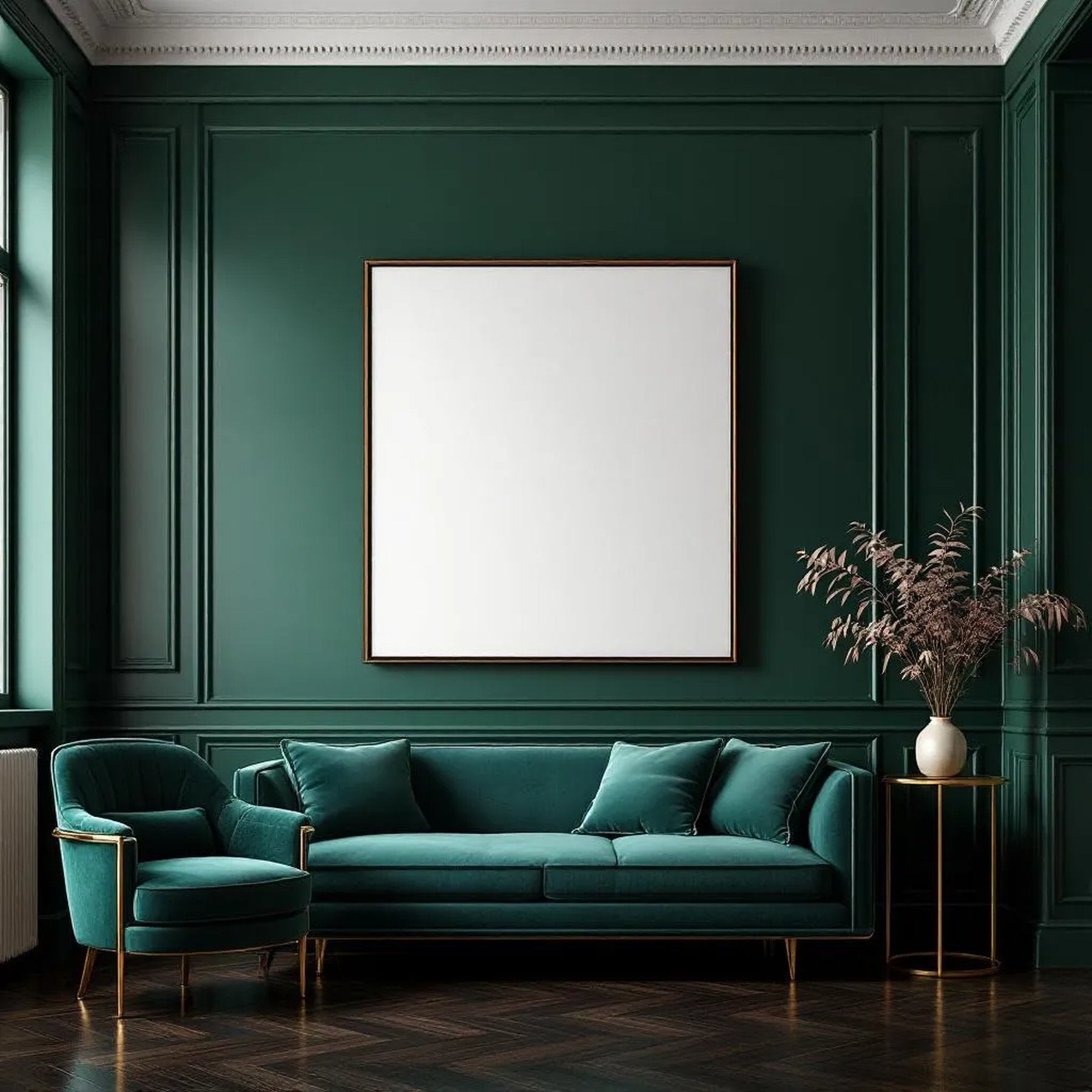 Art Deco Interior Frame Mockup — Plain Square Frame Portrait 2:3 — Perspective View — #04534 | MockupBulk