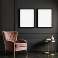 Art Deco Wall Art Mockup — Plain Square Frame Landscape 3:4 — Perspective View — #02050 | MockupBulk