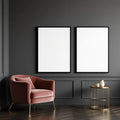 Art Deco Styled Room Mockup — Plain Square Frame A-Series (A4 / A3) — Perspective View — #02053 | MockupBulk