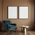 Art Deco Editorial Room Mockup — Plain Square Frame Landscape 3:4 — Perspective View — #02055 | MockupBulk