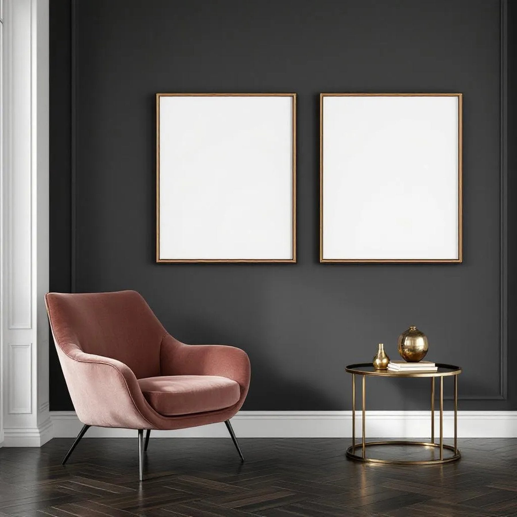 Art Deco Room Scene Mockup — Plain Square Frame Portrait 2:3 — Perspective View — #02071 | MockupBulk